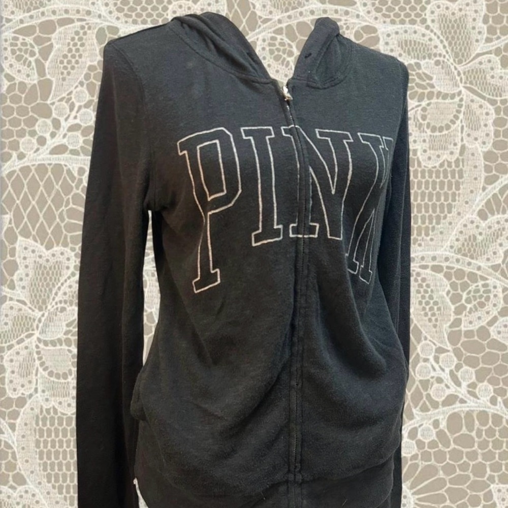 Adorable 2000s PINK Victoria's Secret Black Logo Hoodie <33